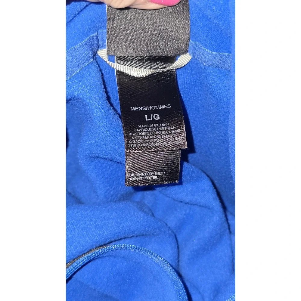The North Face Mens Large Blue Full Zip Fleece Jacket Warm Mock Neck Outerwear